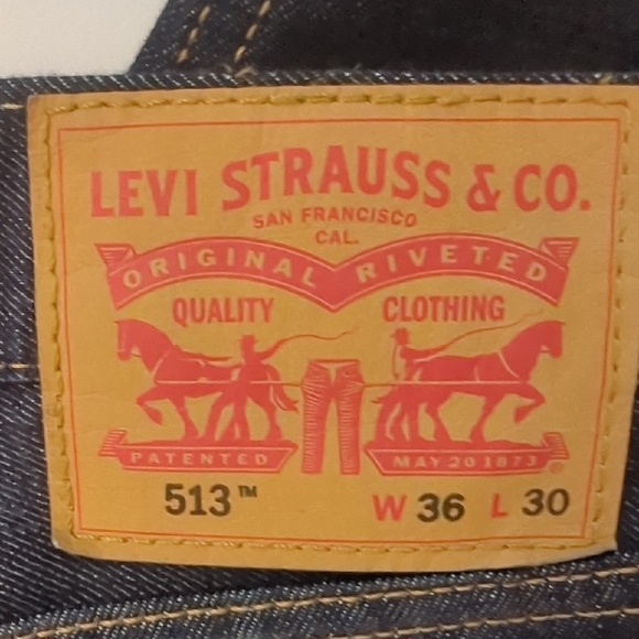 Levi's 513 Blue Straight Denim Jeans - Picture 2 of 3